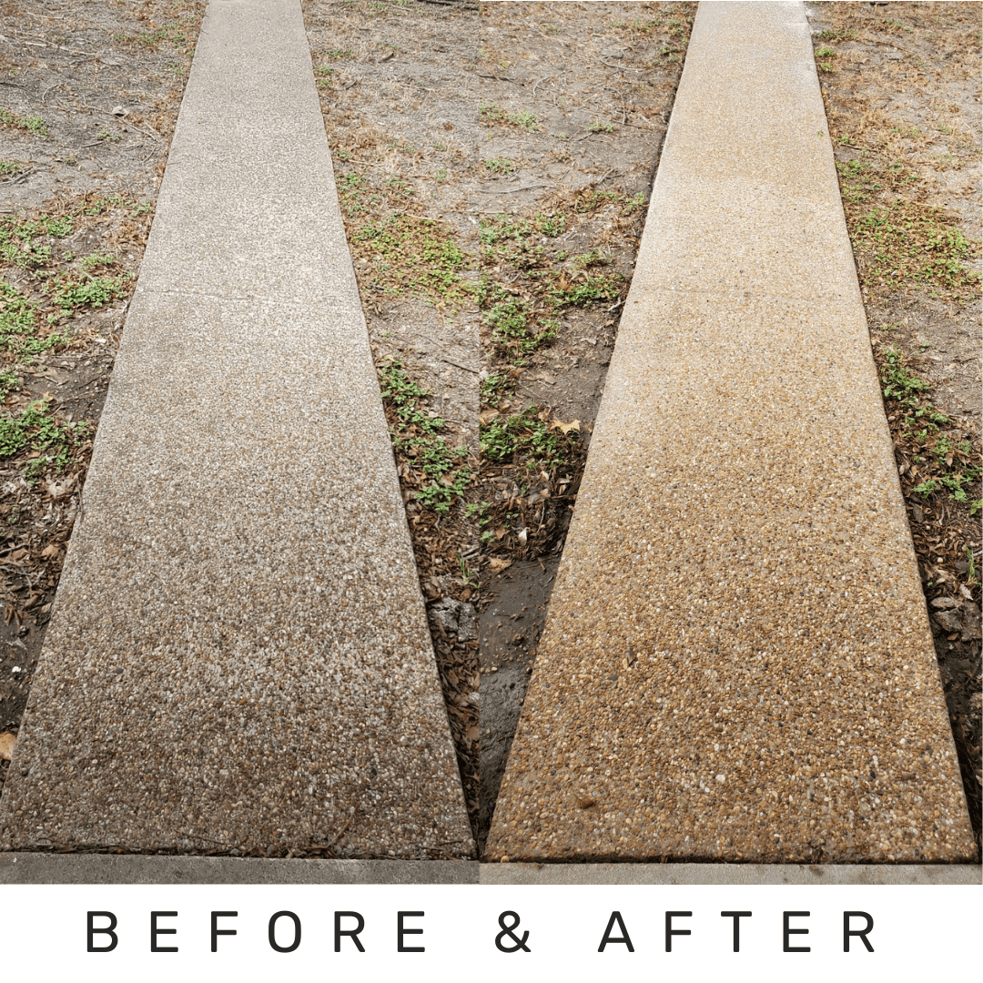 Waco Hydro Wash Pressure Washing & Soft Washing - Sidewalk Cleaning Before & After